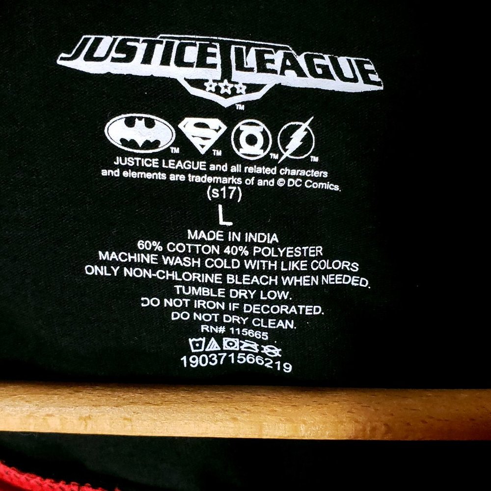 Justice League Graphic Pullover Hoodie Men's Large Black Red DC Comics - Picture 7 of 8